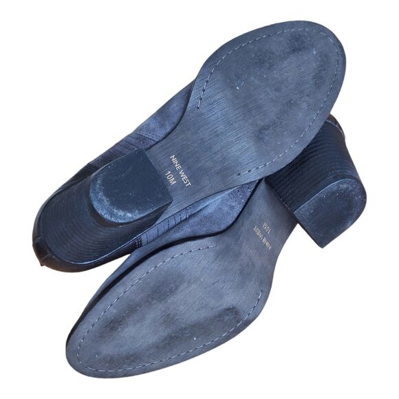 Nine West Fiffi Chelsea Ankle Boots Gray Size 10M Round Toe Block Heel Leather - Picture 11 of 12
